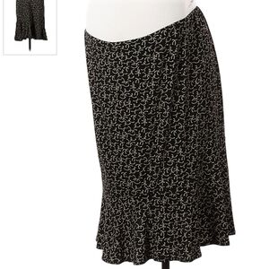Motherhood Maternity Midi Skirt Women's Medium M Black Tan All Over Print EUC